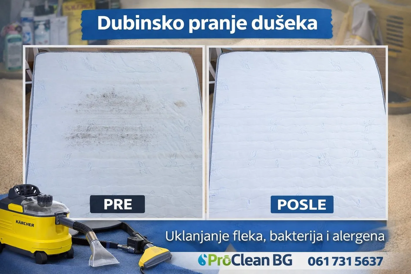 Dušek — fleke, bakterije i alergeni