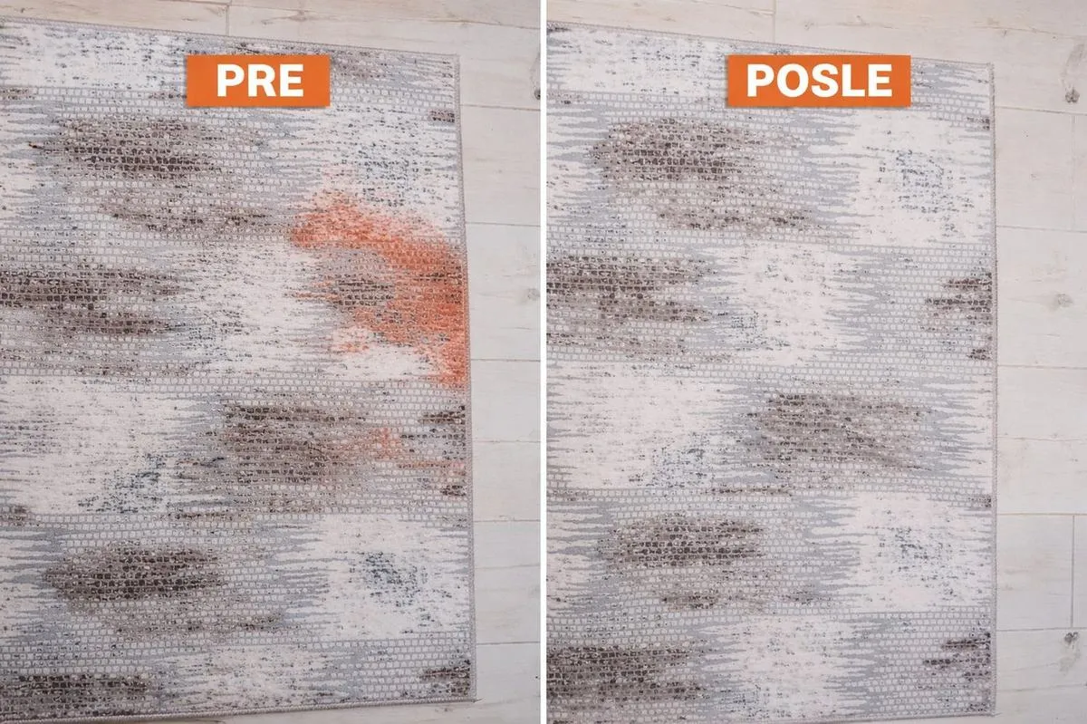 Tepih pre i posle dubinskog pranja — uklanjanje tvrdokorne fleke
